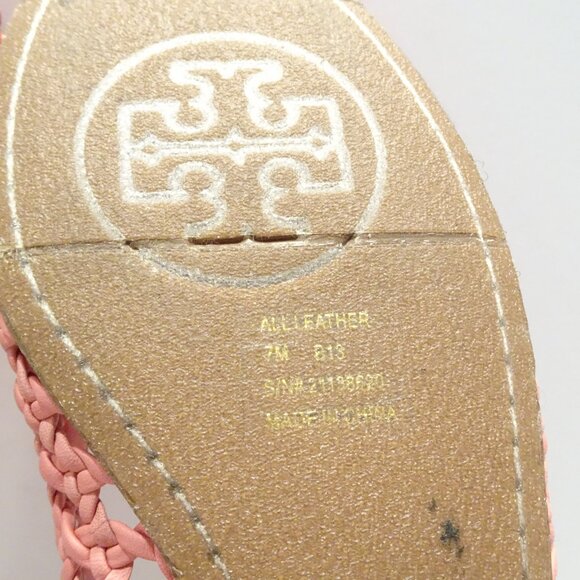 Tory Burch Shoes Flats Carlyle Woven Leather Ballet Flats Pink Orange Size 7 - Picture 5 of 5